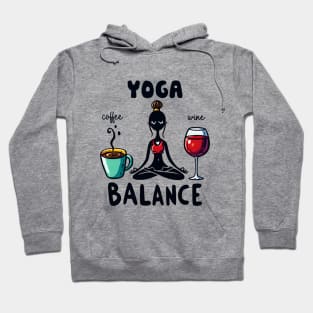 Yoga Balance Funny Coffee Wine Hoodie